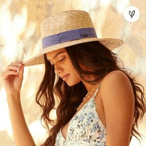 Natural Straw Wide Brim Fedora Hat